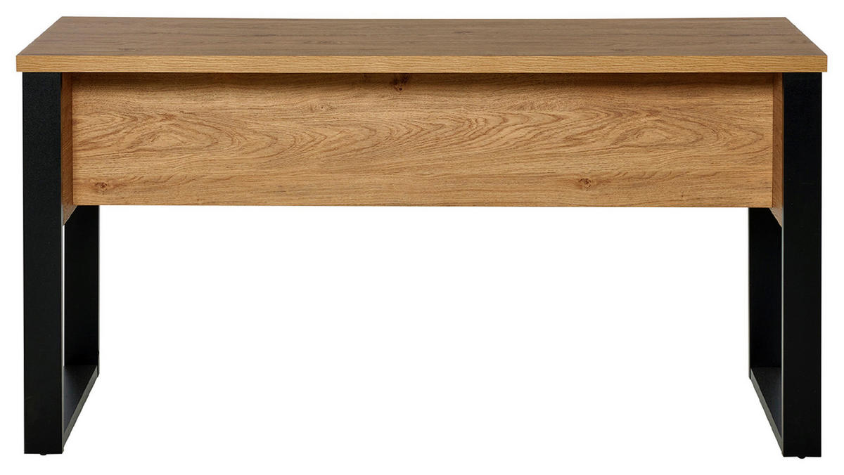SCHREIBTISCH 150/59/76 cm  in Schwarz, Eichefarben  - Eichefarben/Schwarz, MODERN, Holzwerkstoff/Metall (150/59/76cm) - Livetastic