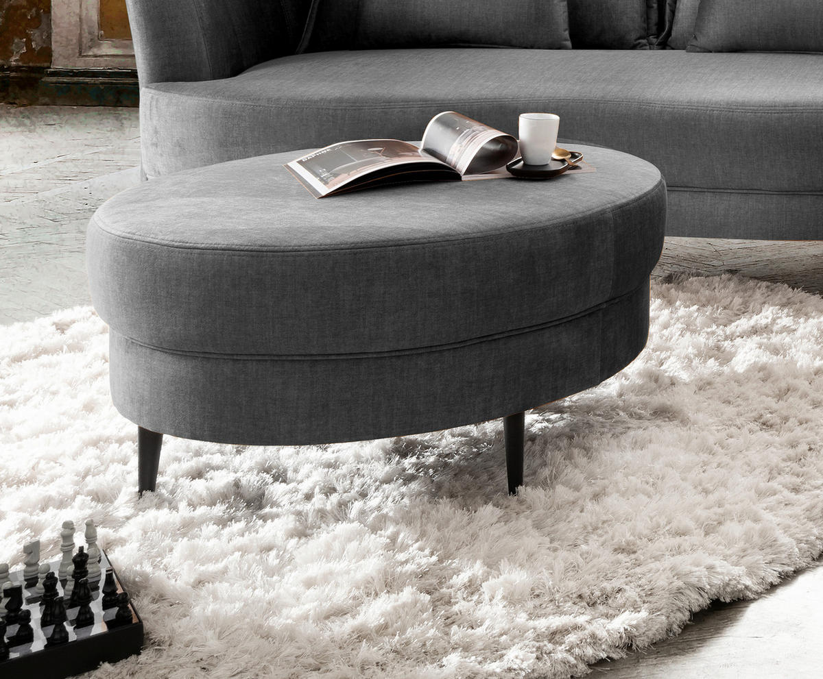HOCKER Velours Grau  - Schwarz/Grau, MODERN, Textil/Metall (80/43/80cm) - Livetastic