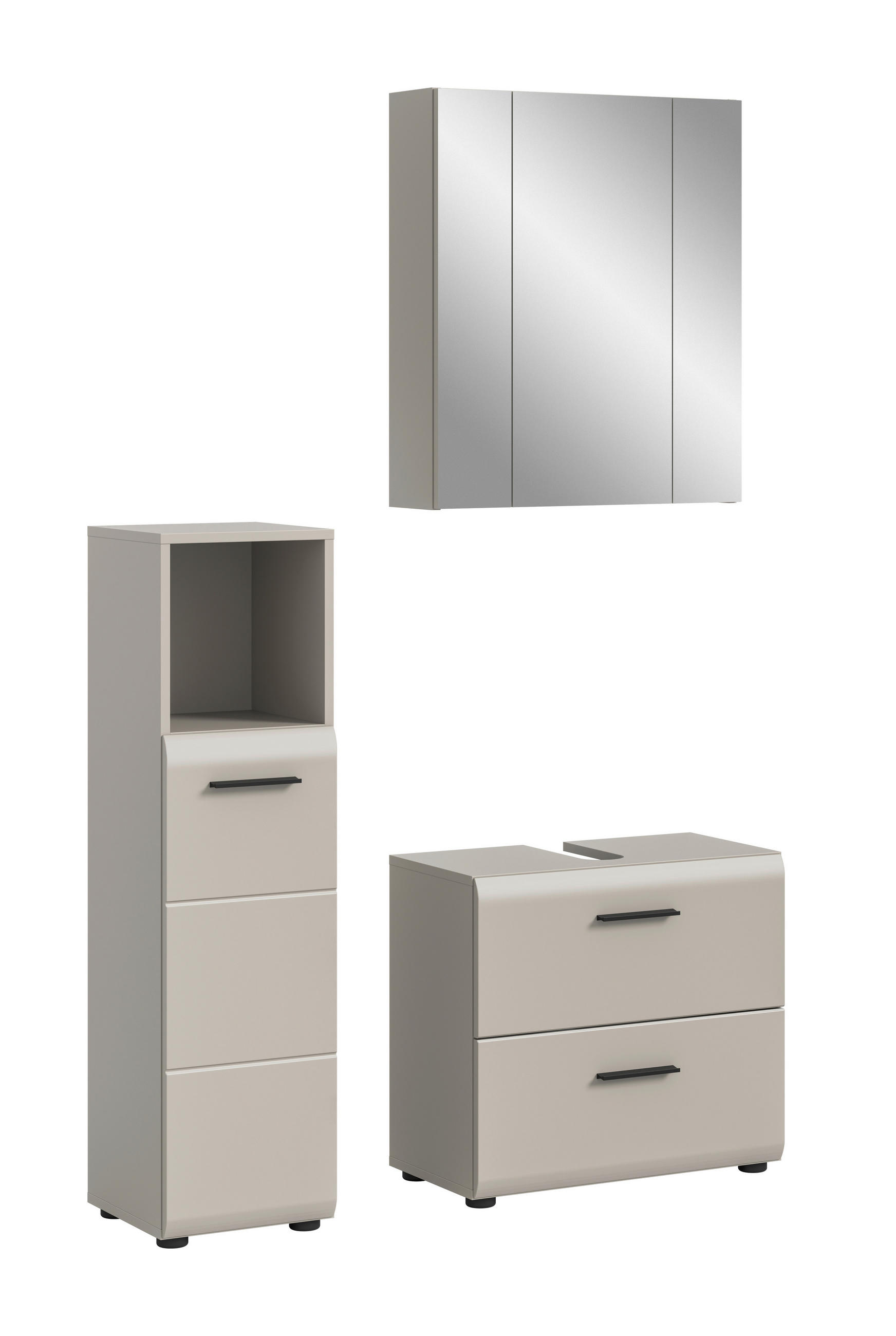 Baie 3 piese, 90 cm - cașmir/negru, Trend, plastic/sticlă (90cm) - MID.YOU