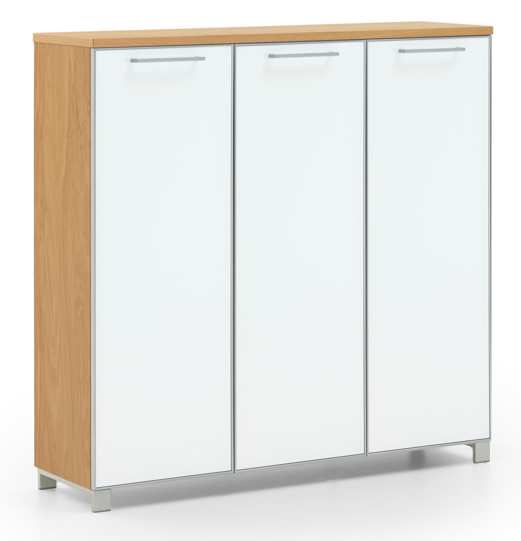 SCHUHSCHRANK Eiche furniert Weiß, Eichefarben  - Chromfarben/Eichefarben, Design, Glas/Holz (126/126/37cm)
