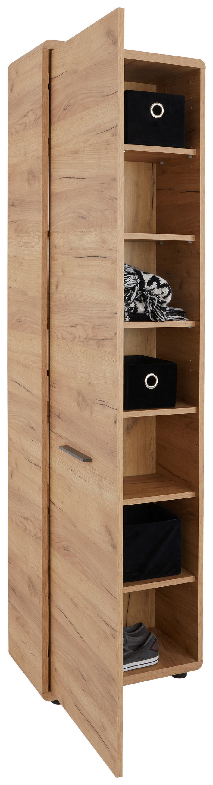 GARDEROBNA OMARA barve hrasta - črna/barve hrasta, Konvencionalno, umetna masa/leseni material (54/198/32cm) - Carryhome