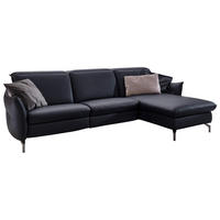 ECKSOFA in Echtleder Dunkelblau  - Dunkelblau/Nickelfarben, Modern, Leder/Metall (233/179cm) - Livetastic