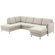 WOHNLANDSCHAFT in Flachgewebe Beige - Chromfarben/Beige, KONVENTIONELL, Textil/Metall (200/305cm) - Voleo