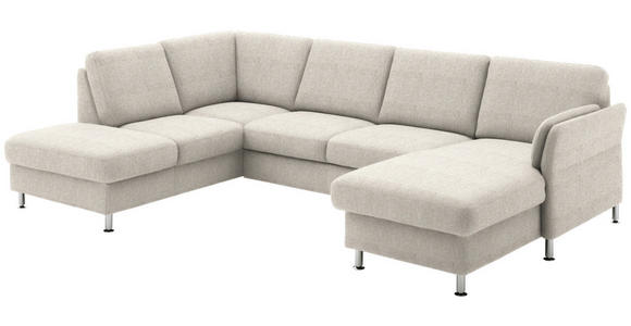 WOHNLANDSCHAFT in Flachgewebe Beige - Chromfarben/Beige, KONVENTIONELL, Textil/Metall (200/305cm) - Voleo
