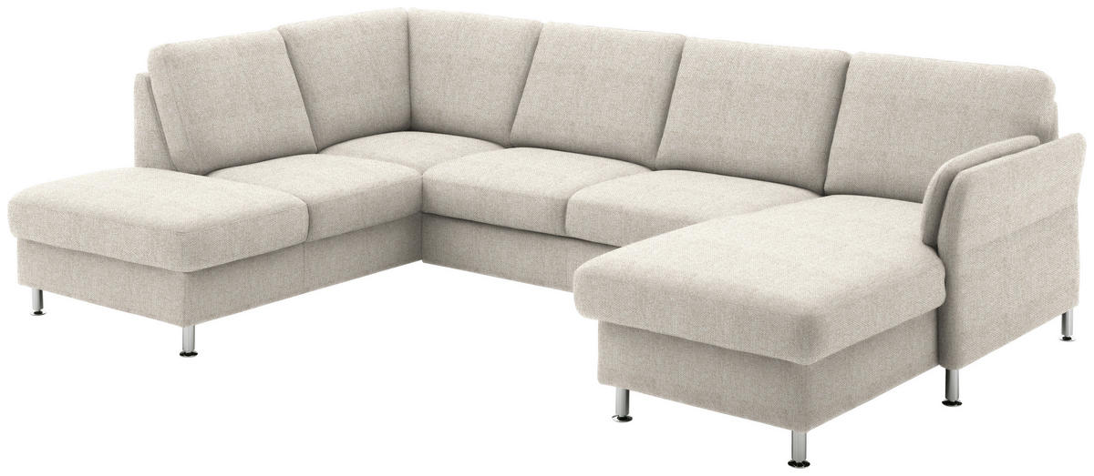 WOHNLANDSCHAFT in Flachgewebe Beige  - Chromfarben/Beige, Konventionell, Textil/Metall (200/305/168cm) - Beldomo System