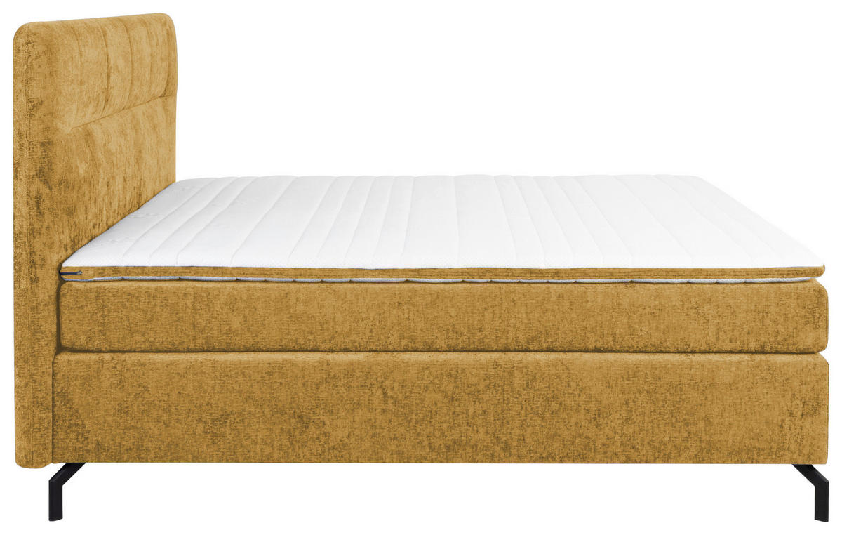 BOXSPRINGBETT 160/200 cm  in Currygelb  - Currygelb/Schwarz, Design, Textil/Metall (160/200cm) - Esposa