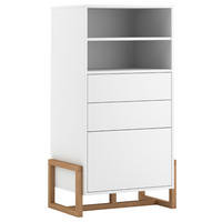 VYSOKÁ KOMODA, buk, bílá, barvy buku, 63,4/115,7/42 cm - bílá/barvy buku, Design, dřevo/kompozitní dřevo (63,4/115,7/42cm) - MID.YOU