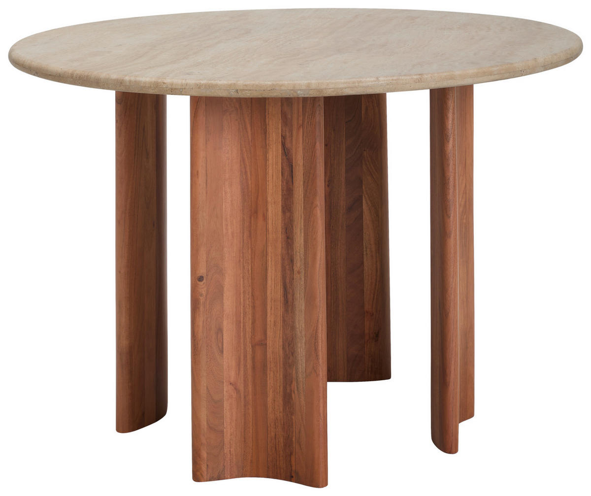 ESSTISCH in Holz, Stein  - Naturfarben/Akaziefarben, Trend, Holz/Stein (120cm) - Livetastic