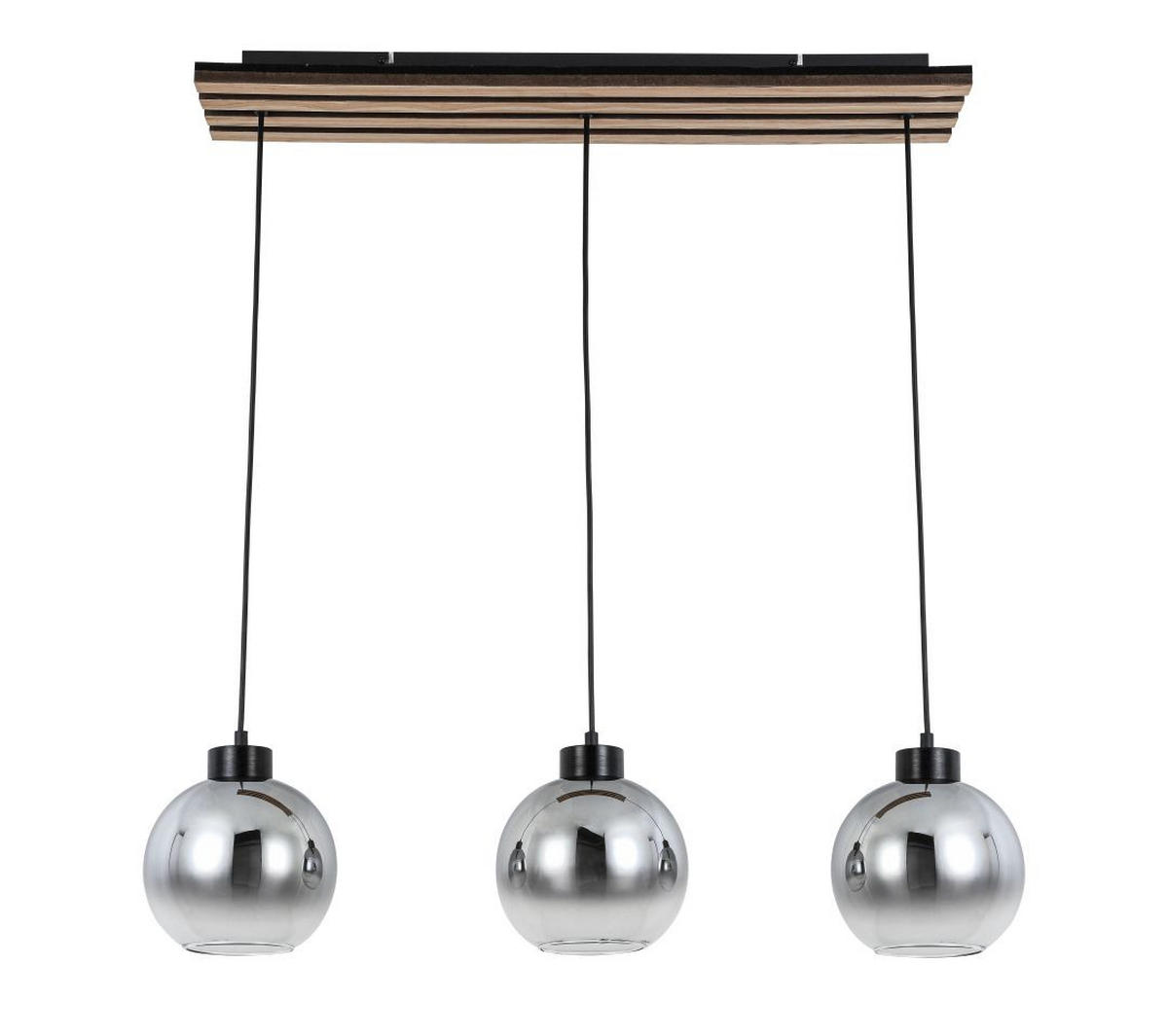 HÄNGELEUCHTE Florida 76/18/120 cm   - Chromfarben/Eichefarben, Basics, Glas/Holzwerkstoff (76/18/120cm) - Novel