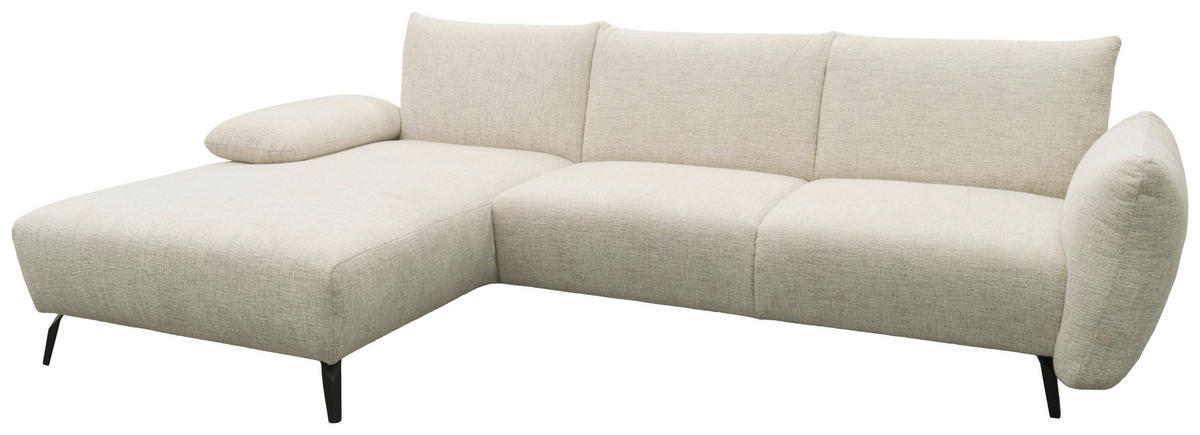 ECKSOFA 200 030 Beige Chenille  - Beige/Schwarz, MODERN, Textil/Metall (155/274cm) - Livetastic