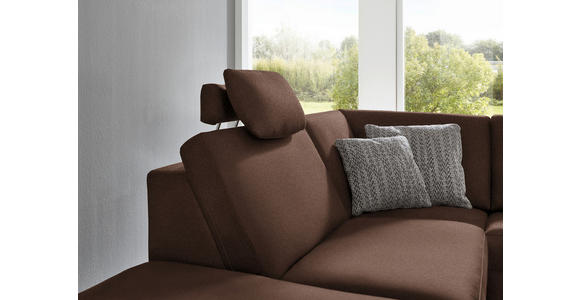 ECKSOFA in Mikrofaser Dunkelbraun  - Dunkelbraun/Alufarben, Design, Textil/Metall (242/275cm) - Dieter Knoll