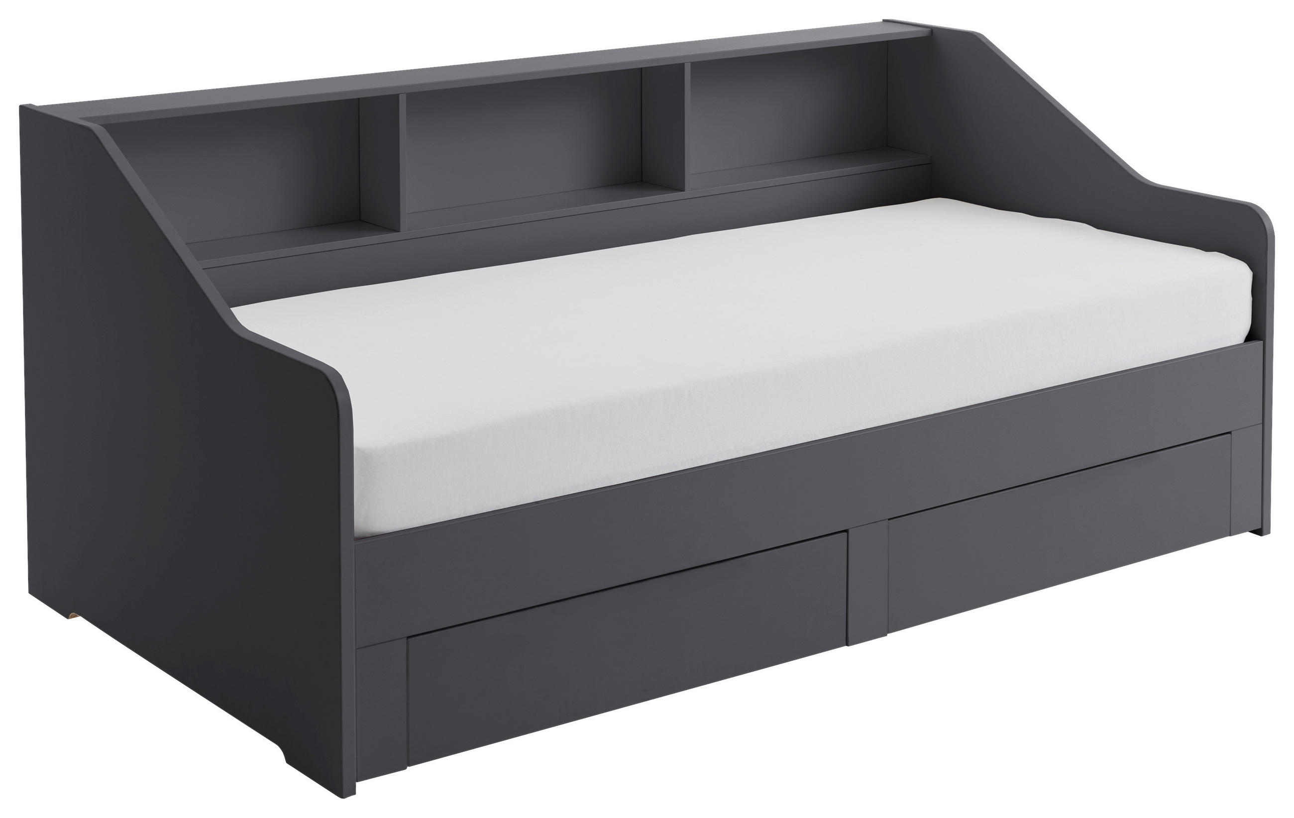 AUSZIEHBETT 90-180/200 cm  in Anthrazit  - Anthrazit/Buchefarben, KONVENTIONELL, Holzwerkstoff (90-180/200cm) - Carryhome