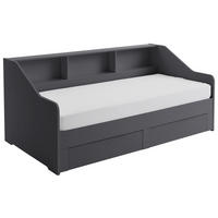 AUSZIEHBETT 90-180/200 cm  in Anthrazit  - Anthrazit/Buchefarben, KONVENTIONELL, Holzwerkstoff (90-180/200cm) - Carryhome