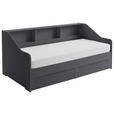 AUSZIEHBETT 90-180/200 cm  in Anthrazit  - Anthrazit/Buchefarben, KONVENTIONELL, Holzwerkstoff (90-180/200cm) - Carryhome