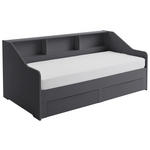 AUSZIEHBETT 90-180/200 cm  in Anthrazit  - Anthrazit/Buchefarben, KONVENTIONELL, Holzwerkstoff (90-180/200cm) - Carryhome