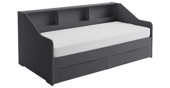 AUSZIEHBETT 90-180/200 cm  in Anthrazit  - Anthrazit/Buchefarben, KONVENTIONELL, Holzwerkstoff (90-180/200cm) - Carryhome