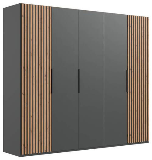 SKRIŇA S OTOČNÝMI DVERAMI, grafitová, farba duba, 250/216/58 cm - čierna/grafitová, Modern, kov/kompozitné drevo (250/216/58cm) - MID.YOU