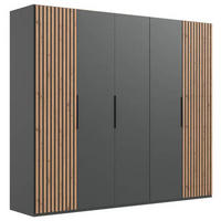 DREHTÜRENSCHRANK 250/216/58 cm 5-türig Graphitfarben, Eichefarben  - Eichefarben/Graphitfarben, MODERN, Holzwerkstoff/Metall (250/216/58cm) - MID.YOU