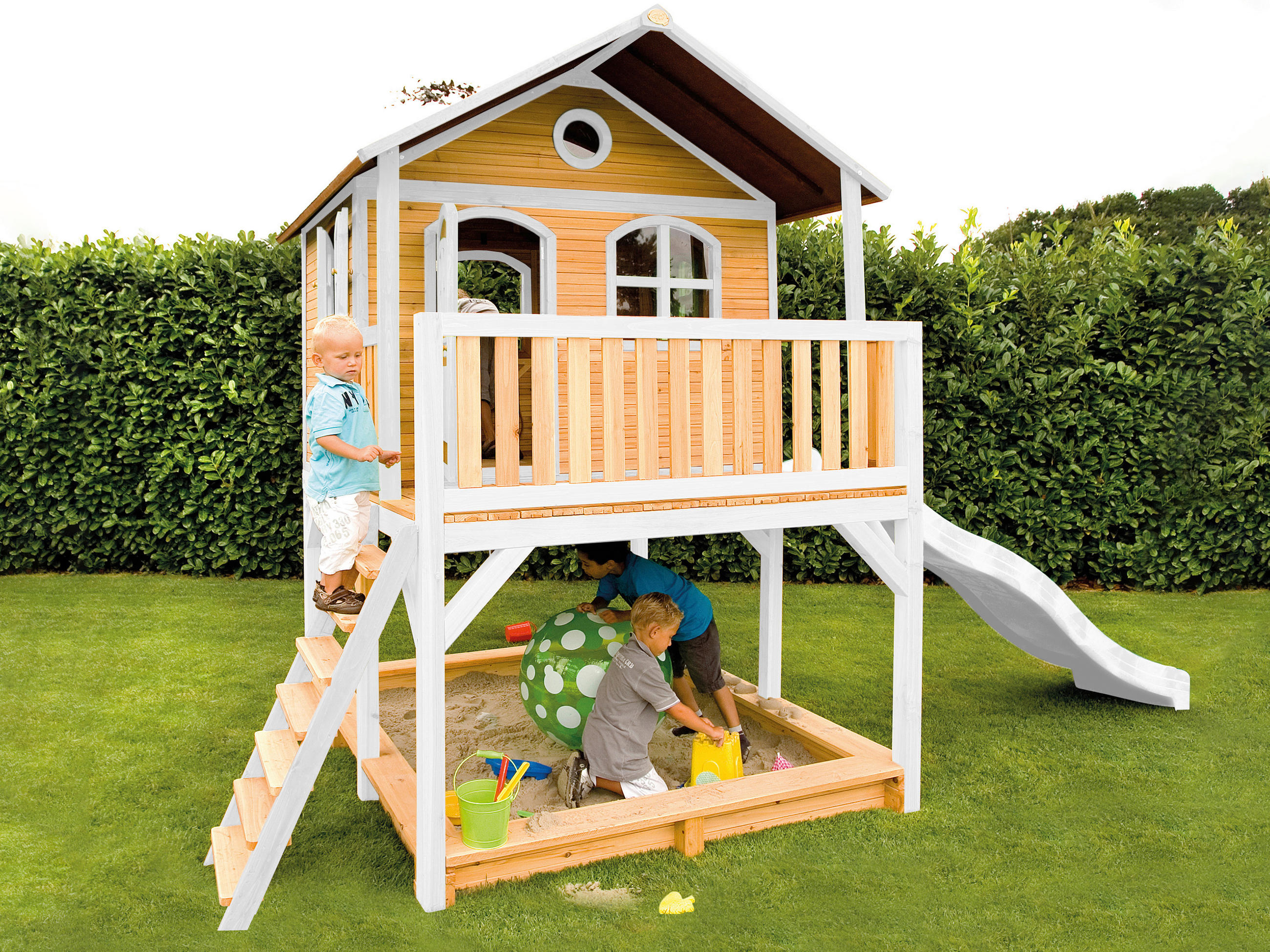 SPIELHAUS  - Braun/Weiß, KONVENTIONELL, Holz (432/293/212cm) - Ambia Garden