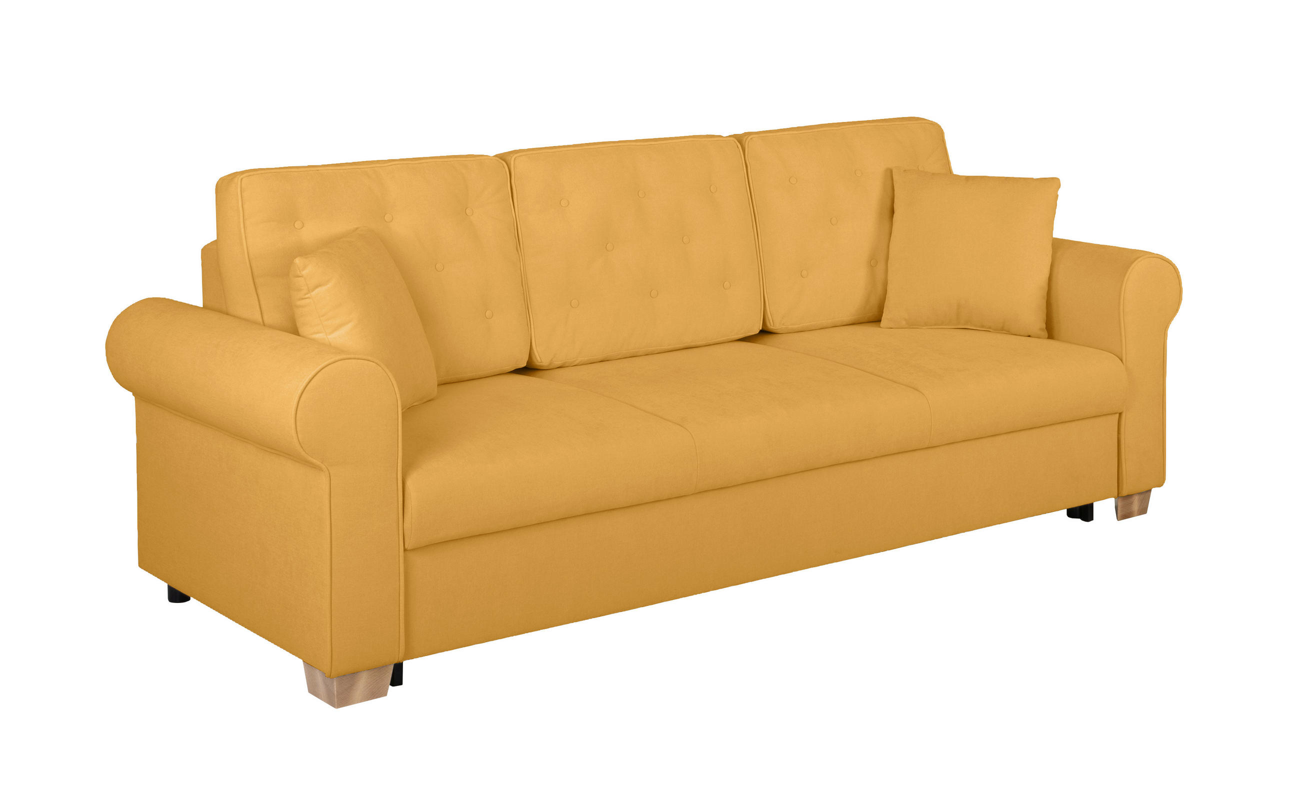 SCHLAFSOFA in Chenille Gelb  - Gelb/Buchefarben, Design, Holz/Textil (240/94/98cm) - MID.YOU