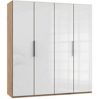 DREHTÜRENSCHRANK in Weiss, Eichefarben  - Chromfarben/Weiss, Modern, Glas/Holzwerkstoff (200/216/58cm) - MID.YOU