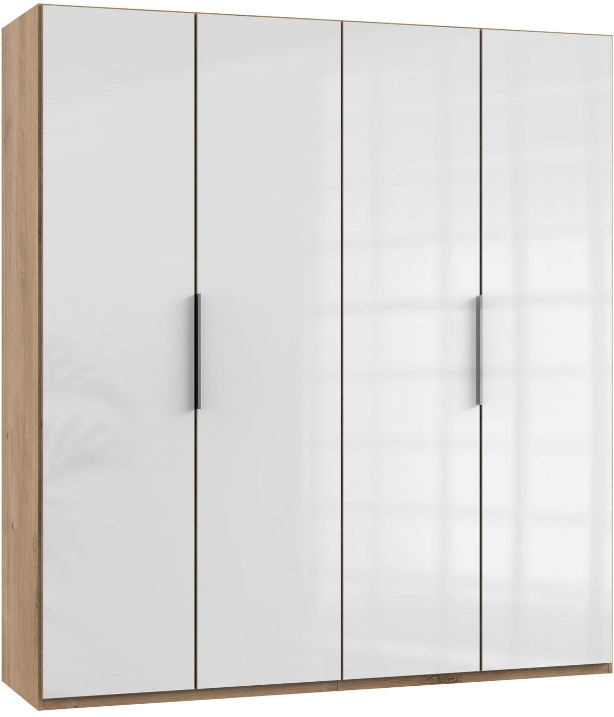 DREHTÜRENSCHRANK in Weiss, Eichefarben  - Chromfarben/Weiss, Modern, Glas/Holzwerkstoff (200/216/58cm) - MID.YOU