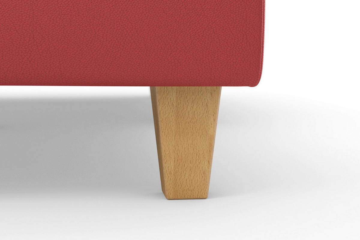 WOHNLANDSCHAFT PALMERA E in Echtleder Rot  - Eichefarben/Rot, Basics, Leder/Holz (163/308/212cm) - Sit & More