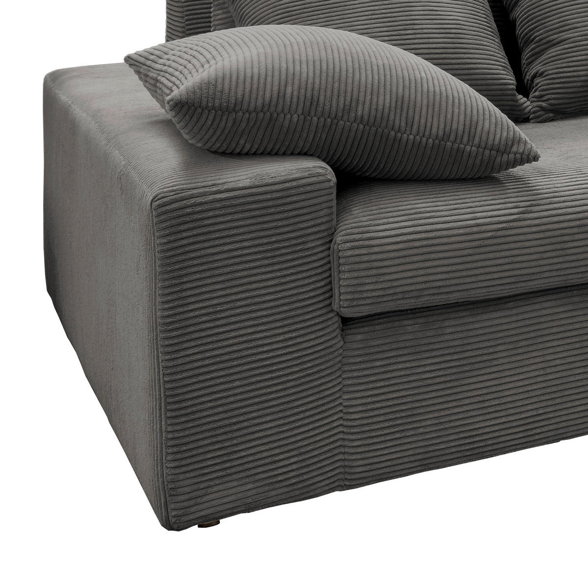 VIERSITZER-SOFA Cord Grau  - Schwarz/Grau, MODERN, Kunststoff/Textil (308/80/140cm) - Livetastic
