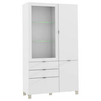 VITRINA, bela - barve nerjavečega jekla/bela, Design, kovina/umetna masa (109,7/190,4/41,3cm) - Hom`in