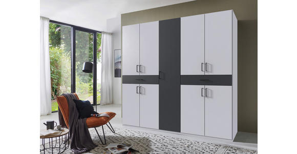 DREHTÜRENSCHRANK in Graphitfarben, Weiß - Schwarz/Graphitfarben, KONVENTIONELL, Holzwerkstoff/Kunststoff (225/208/58cm) - Carryhome