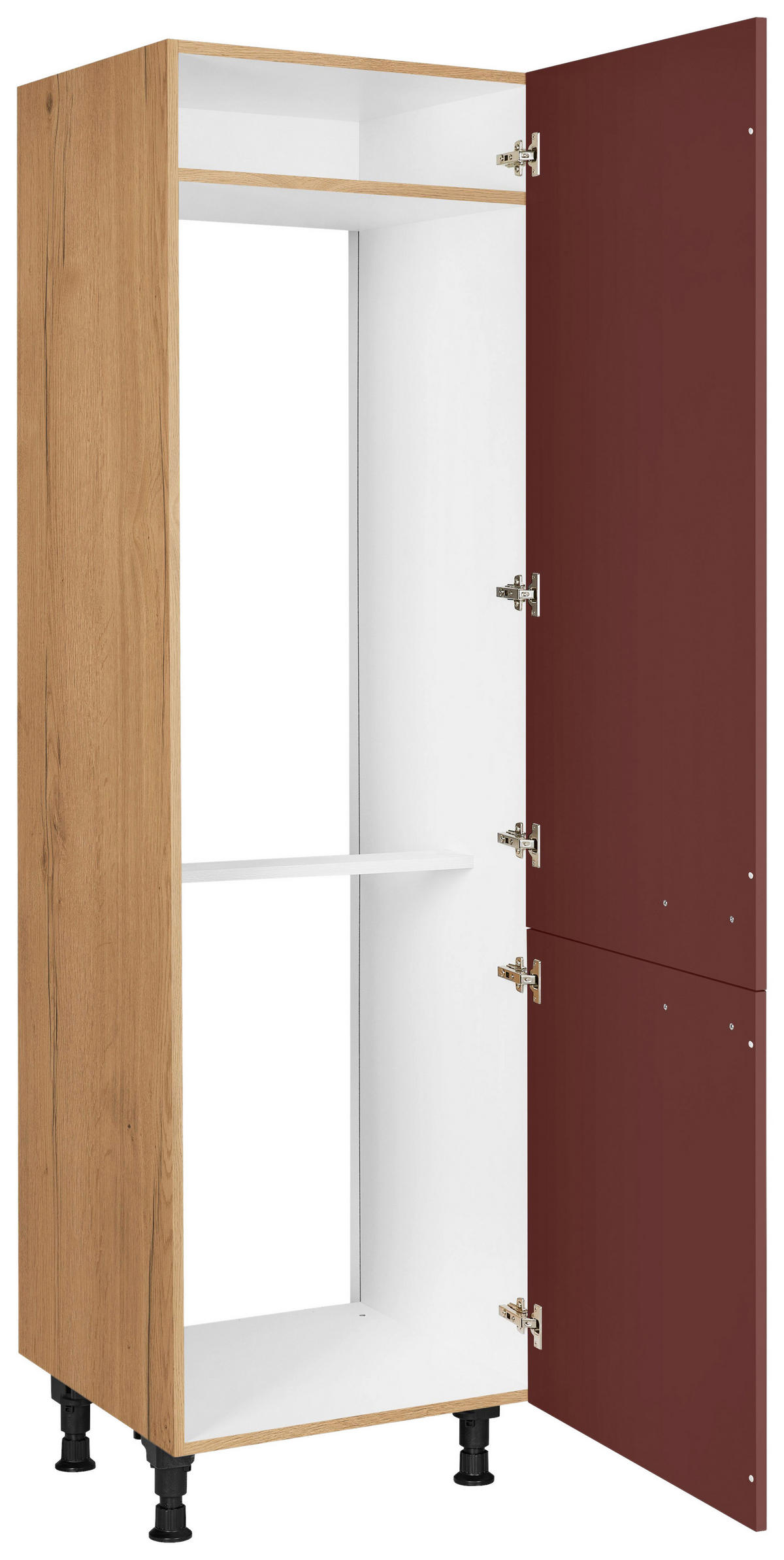GERÄTEUMBAUSCHRANK 60/216,6/58 cm  in Rot, Eichefarben  - Eichefarben/Rot, MODERN, Holzwerkstoff/Metall (60/216,6/58cm) - Nobilia