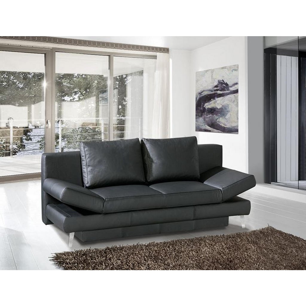 Thumbnail - Novel Schlafsofa, Weinrot, Leder, Echtleder, Rindleder, Uni, 2-Sitzer, 200x85x90 cm, Lederauswahl, Schlafen auf Sitzhöhe...