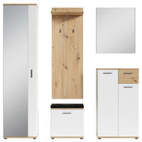 GARDEROBE 5-teilig  in 49/196/30 cm  - Weiß/Eiche Artisan, Design, Glas/Holzwerkstoff (49/196/30cm) - MID.YOU