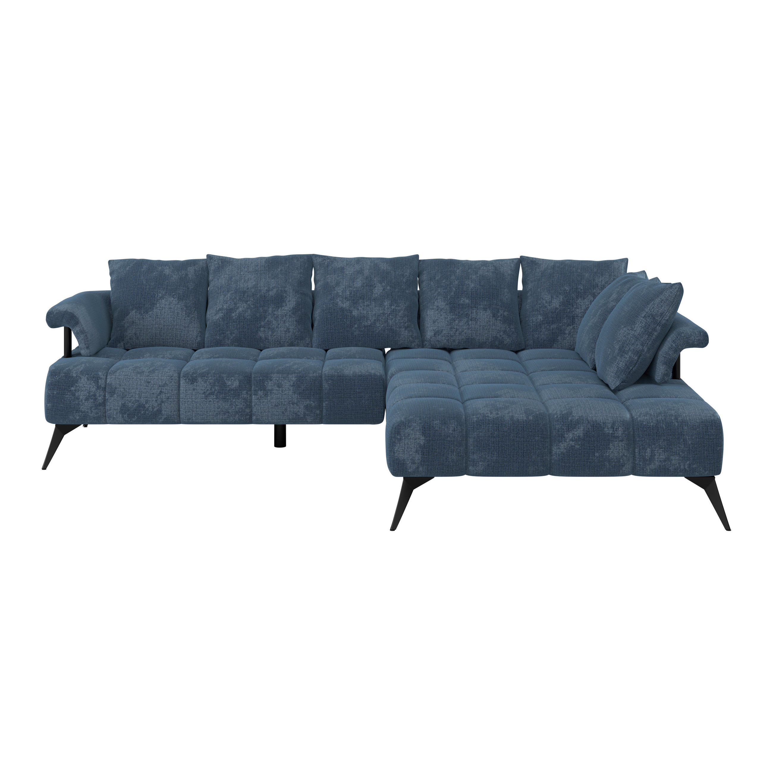 ECKSOFA in Flachgewebe Blau  - Blau/Schwarz, Modern, Kunststoff/Textil (297/200cm) - Livetastic