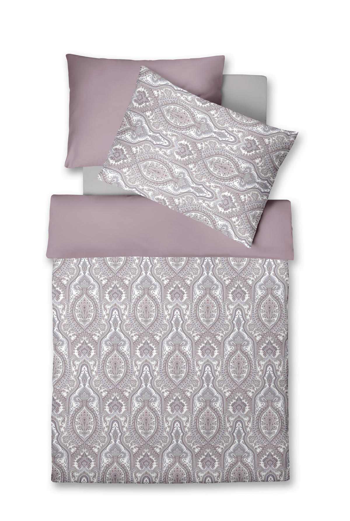 POSTEĽNÁ BIELIZEŇ, makosatén, biela, orgovánová, hnedofialová, 140/200 cm  - orgovánová/biela, Design, textil (140/200cm) - Fleuresse