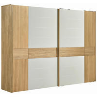 SCHWEBETÜRENSCHRANK Weiss, Eichefarben  - Weiss/Eichefarben, Design, Glas/Holz (299,2/231,0/70,8cm) - Valdera