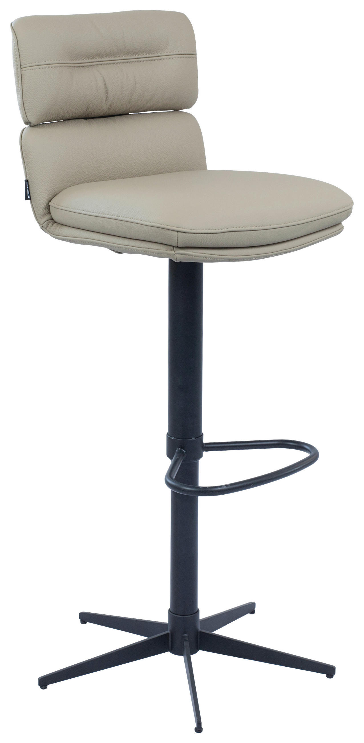 BARHOCKER Echtleder Schwarz, Taupe Eisen Lederauswahl, Stoffauswahl, Wippfunktion, Sitzfläche 360° drehbar  - Taupe/Schwarz, Design, Leder/Metall (42/99-117/50cm) - Dieter Knoll