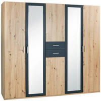 KLEIDERSCHRANK in Graphitfarben, Eichefarben  - Eichefarben/Alufarben, Konventionell, Holzwerkstoff/Kunststoff (225/210/58cm) - MID.YOU