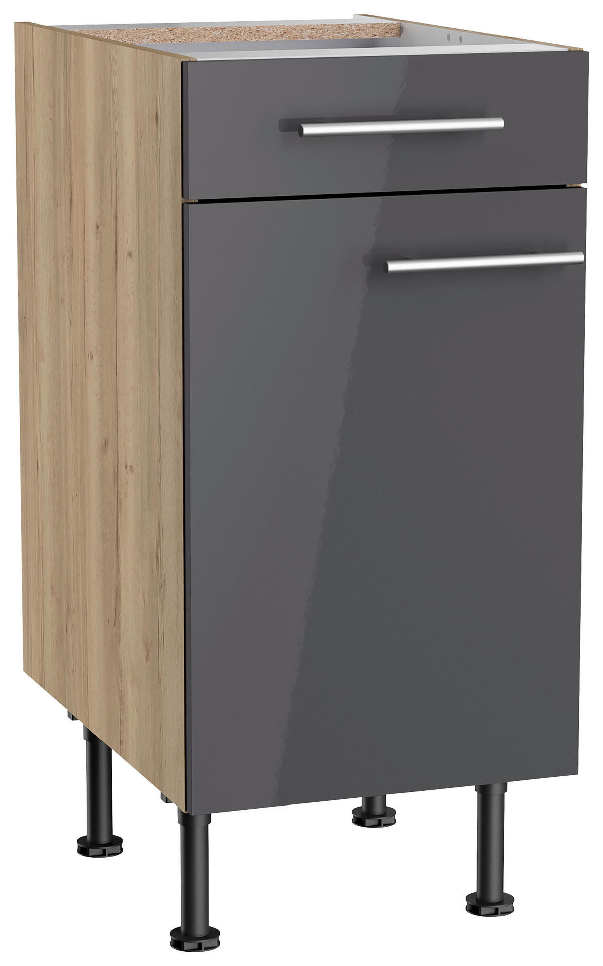 KÜCHENLEERBLOCK 210 cm   in Anthrazit, Eichefarben  - Edelstahlfarben/Eichefarben, Basics, Holzwerkstoff/Metall (210cm) - Optifit
