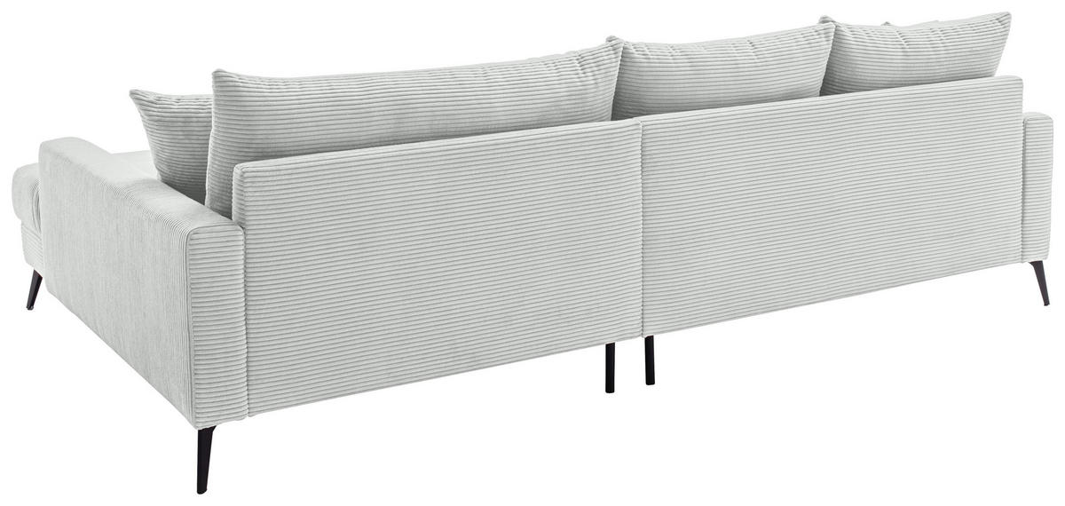 ECKSOFA Elfenbein Cord  - Elfenbein/Schwarz, KONVENTIONELL, Textil/Metall (280/173cm) - Hom`in