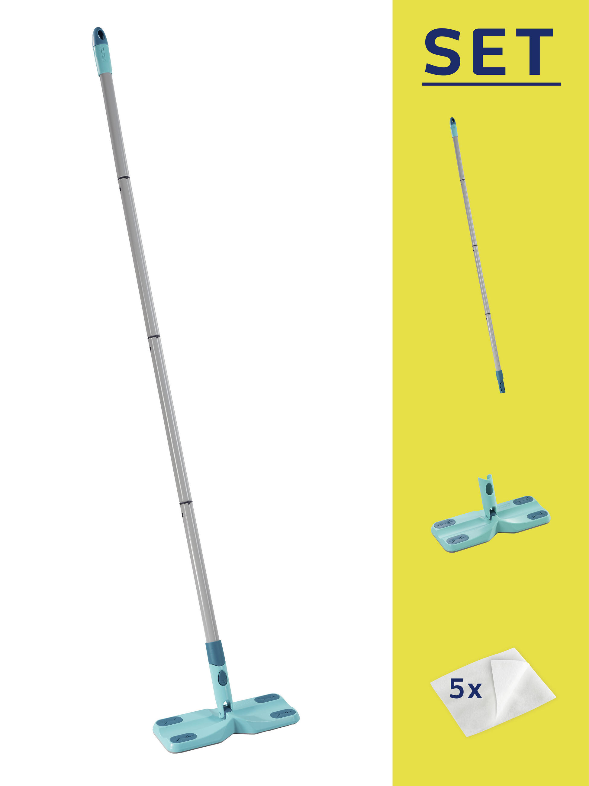 SADA NA ČISTENIE PODLÁH - tyrkysová, Basics, plast (26/10,2/14,40cm) - Leifheit