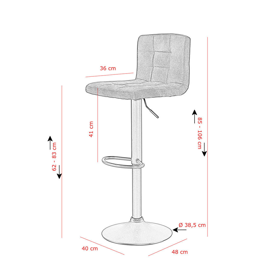 Thumbnail - Mid.you Barhocker-Set, Schwarz, Metall, Textil, Füllung: Schaumstoff, Rundrohr, Drehteller, 40x85x48 cm, Sitzfläche 360°...