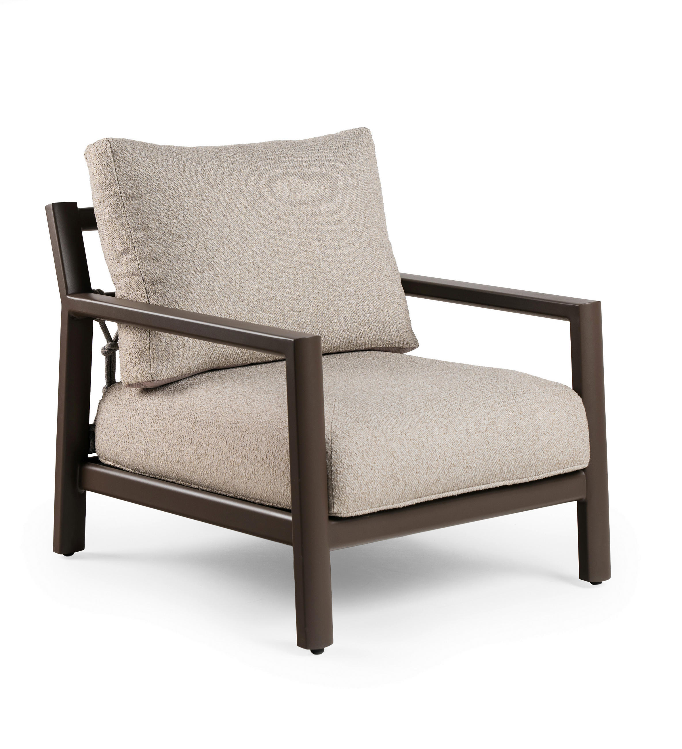 LOUNGESESSEL  - Creme/Braun, Modern, Textil/Metall (78/91/75cm) - Tierra Outdoor