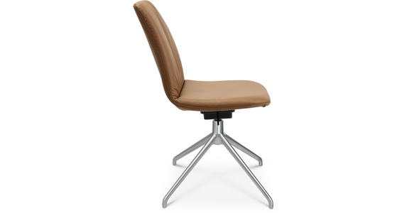 STUHL in Aluminium Echtleder pigmentiert Metall, Leder - Cognac/Alufarben, Design, Leder/Metall (46/81,5-84,5/55cm) - Johann Jakob