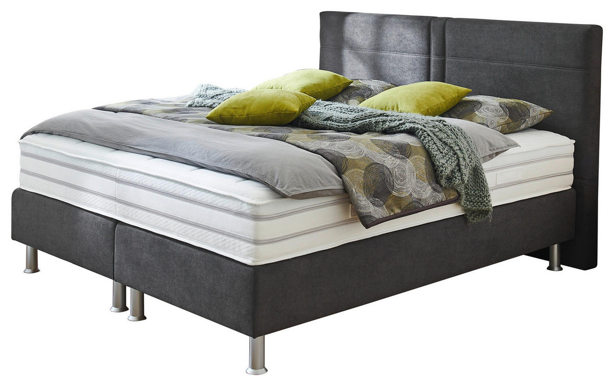 BOXSPRINGOVÁ POSTEĽ, 180/200 cm, antracitová - antracitová/hliníková, Design, textil/plast (180/200cm) - Beldomo - Sleep