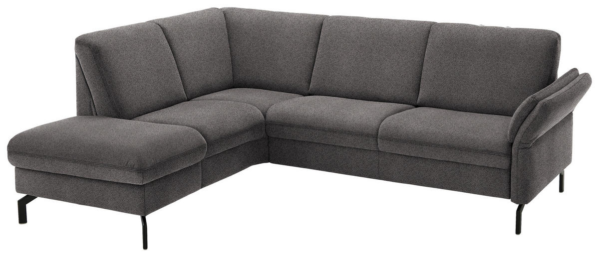 ECKSOFA in Flachgewebe Dunkelbraun  - Dunkelbraun/Schwarz, Konventionell, Textil/Metall (190/241cm) - Beldomo Comfort