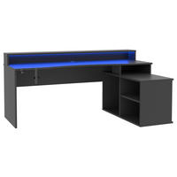 GAMING-TISCH 200/125,4/91,1 cm Schwarz Kabeldurchlass, Stauraum  - Schwarz, Modern, Holzwerkstoff/Kunststoff (200/125,4/91,1cm) - MID.YOU