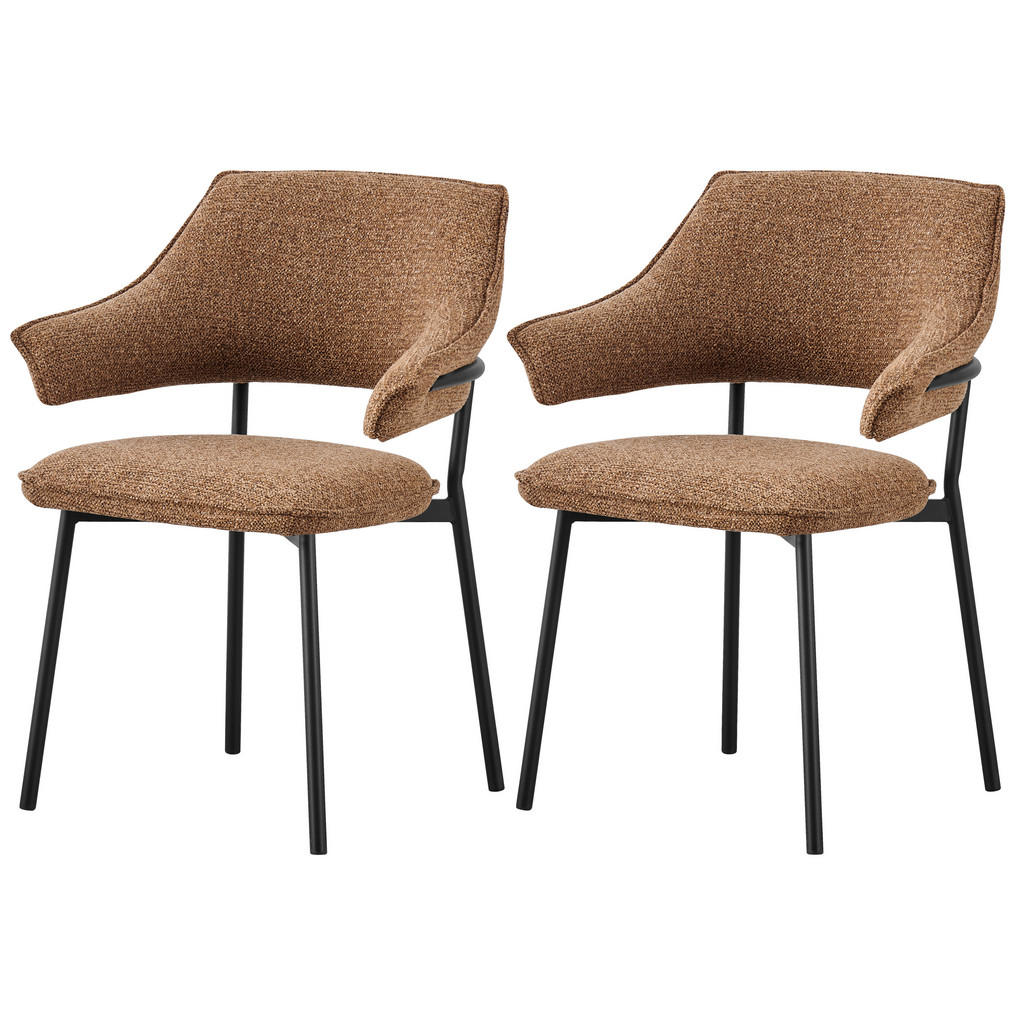 Armlehnstuhl Lina Webstoff Braun 2-Er Set