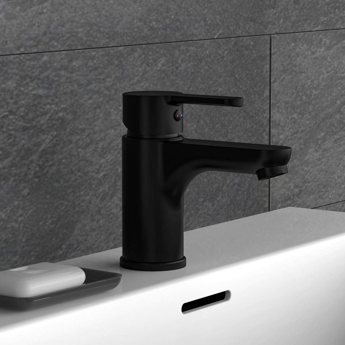 WASCHTISCHARMATUR 44106  - Schwarz, Basics, Metall (14,5/13/5cm) - Schütte