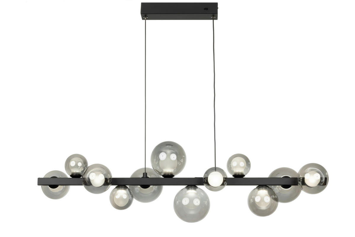 Lampă Suspendată Cu Led 95/27/150 cm  - negru maroniu, Design, sticlă/metal (95/27/150cm) - Dieter Knoll